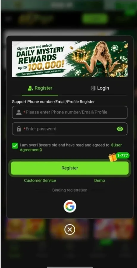 Register and Login Page