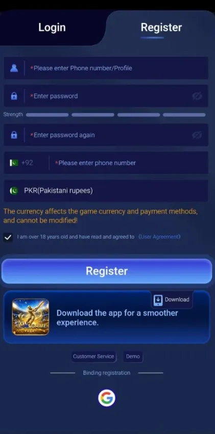 Register and Login Page