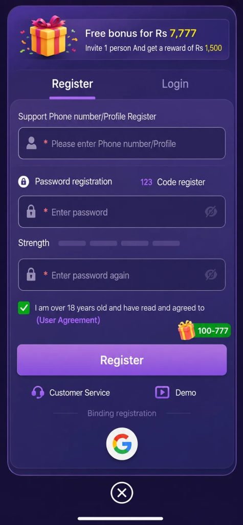 Register and Login page