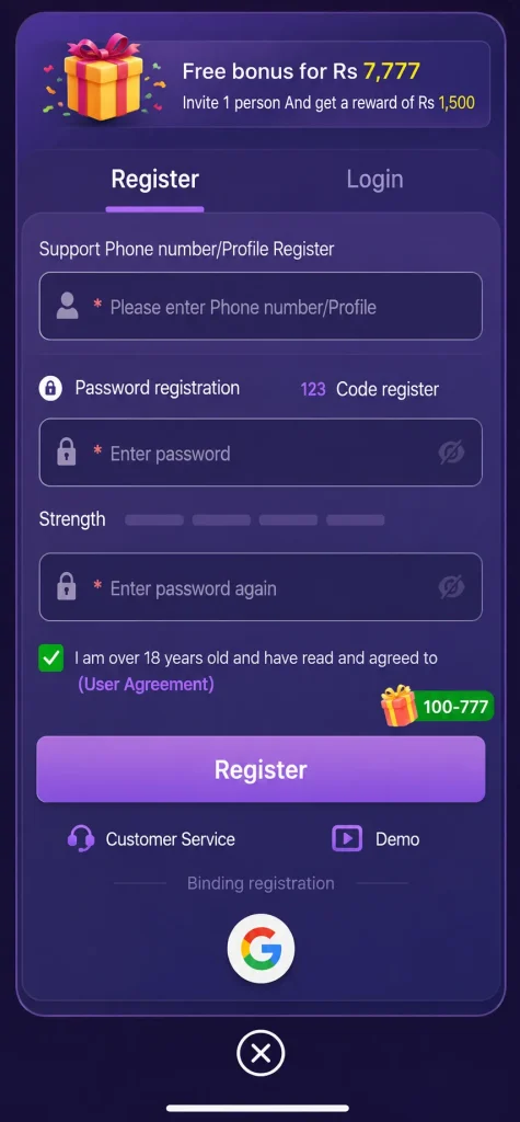 Register and Login page