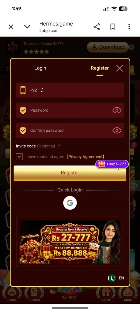 Register and Login Page
