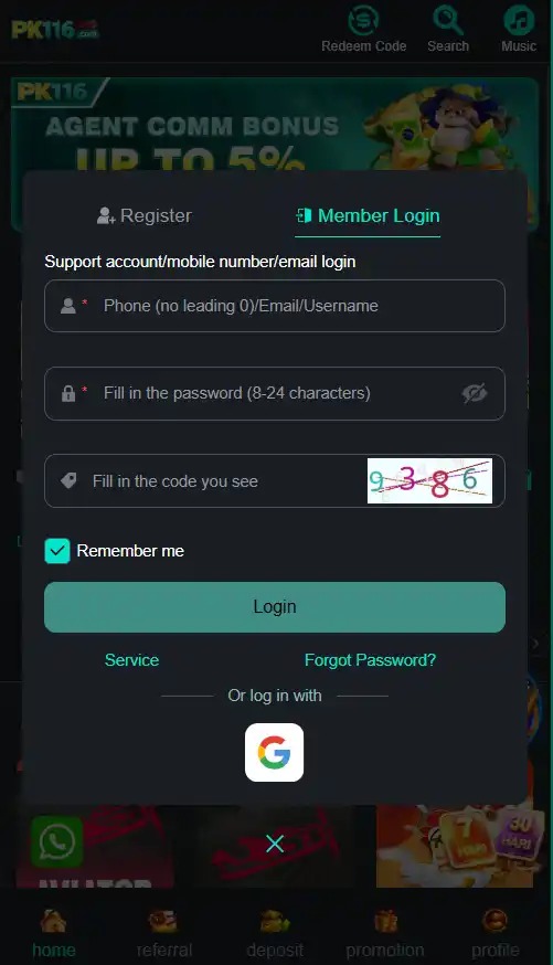Register and Login Page